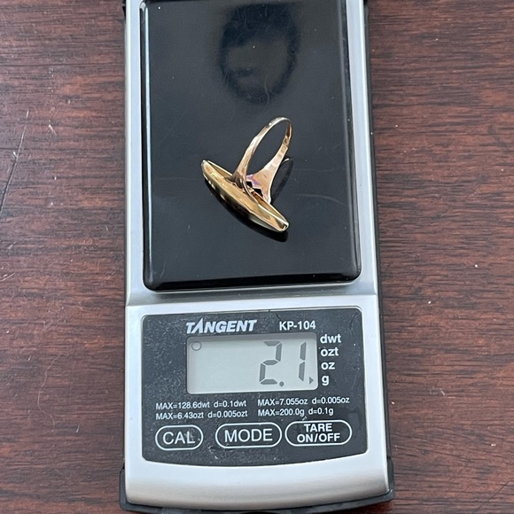 Victorian antique solid 10K rose gold banded agate ring - Picture 3 of 11